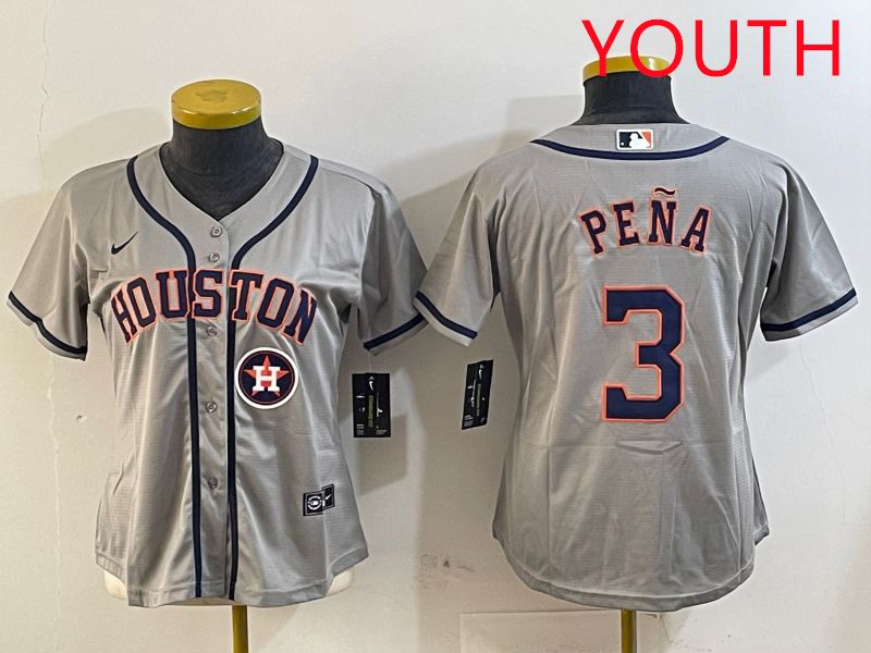 Youth Houston Astros 3 Pena Grey Game 2025 Nike MLB Jersey style 5